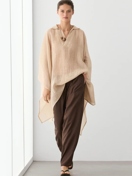 Zdjęcie produktu Peleryna 100% Ramia - Beżowy - Massimo Dutti - Female