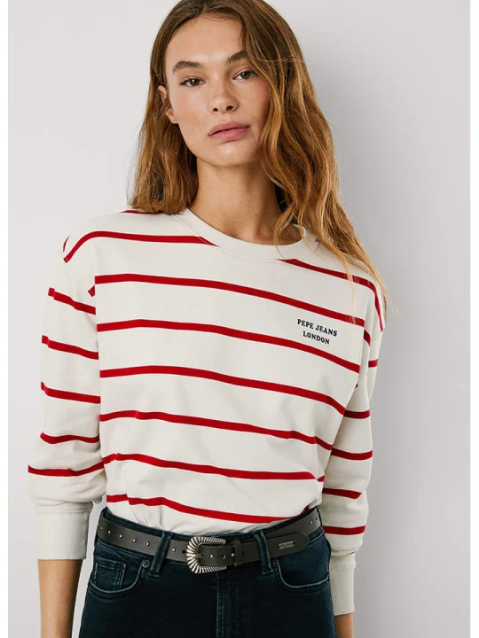 Zdjęcie produktu Pepe Jeans Bluza "Bienna" w kolorze kremowo-czerwonym rozmiar: XL