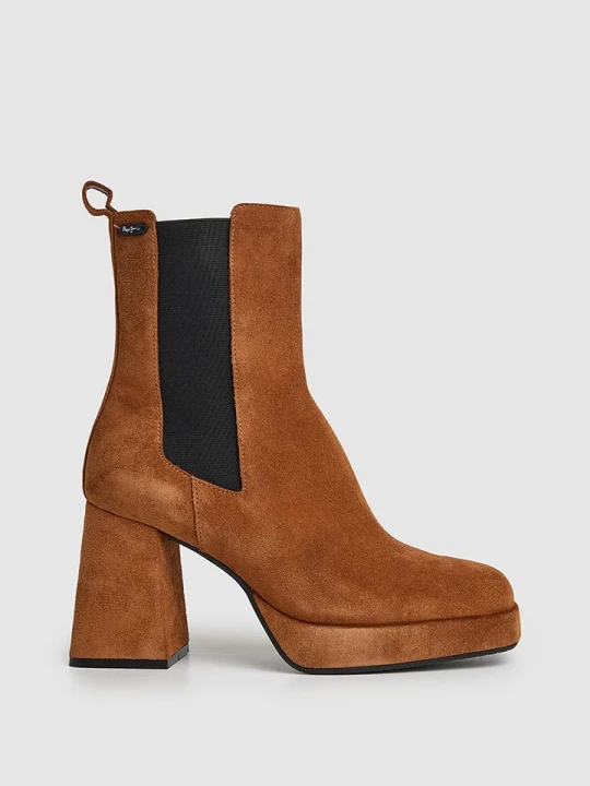 Zdjęcie produktu Pepe Jeans FOOTWEAR Skórzane botki "Abba" w kolorze jasnobrązowym rozmiar: 39
