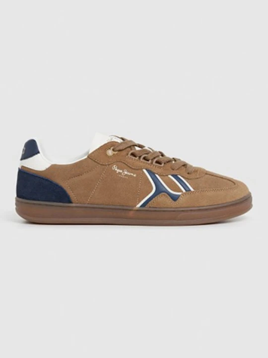 Zdjęcie produktu Pepe Jeans FOOTWEAR Skórzane sneakersy "Ball Mix" w kolorze biało-granatowo-jasnobrązowym rozmiar: 43