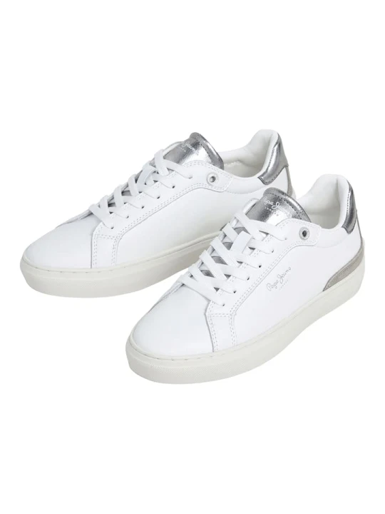 Zdjęcie produktu Pepe Jeans FOOTWEAR Skórzane sneakersy "Camden" w kolorze srebrno-białym rozmiar: 41
