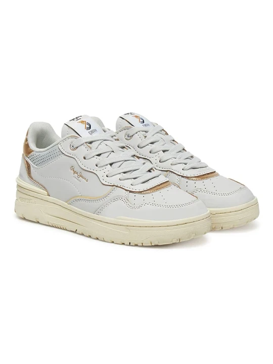 Zdjęcie produktu Pepe Jeans FOOTWEAR Skórzane sneakersy "Chester Distress" w kolorze złoto-białym rozmiar: 37