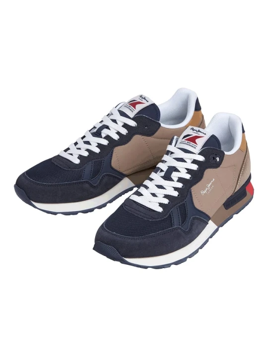 Zdjęcie produktu Pepe Jeans FOOTWEAR Sneakersy "Brit" w kolorze beżowo-granatowym rozmiar: 42
