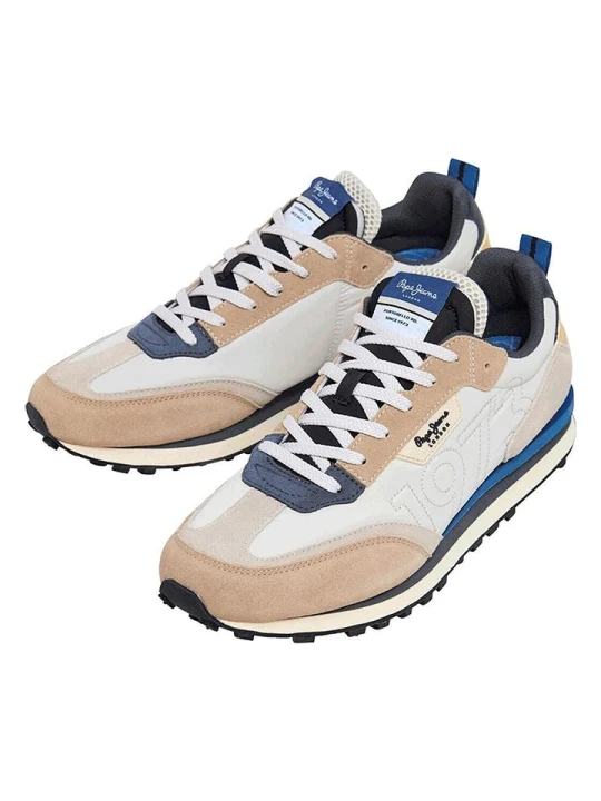 Zdjęcie produktu Pepe Jeans FOOTWEAR Sneakersy "Foster Connect" w kolorze niebiesko-beżowo-kremowym rozmiar: 42