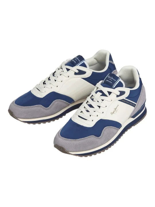 Zdjęcie produktu Pepe Jeans FOOTWEAR Sneakersy "London" w kolorze niebiesko-szaro-kremowym rozmiar: 42