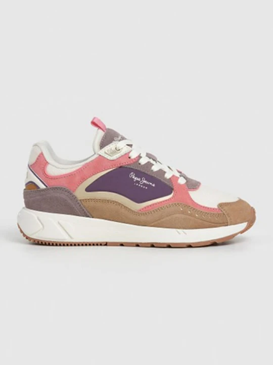 Zdjęcie produktu Pepe Jeans FOOTWEAR Sneakersy "Marlon Sports" w kolorze jasnoróżowo-fioletowo-jasnobrązowym rozmiar: 38