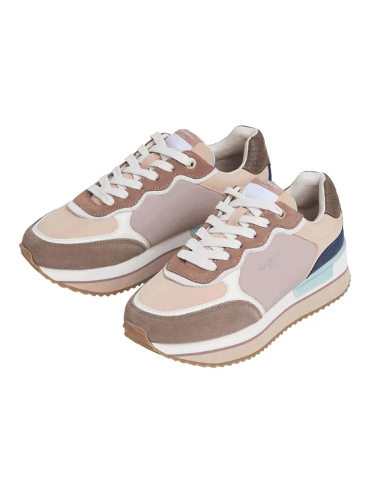 Zdjęcie produktu Pepe Jeans FOOTWEAR Sneakersy "Rusper" w kolorze brązowo-granatowo-jasnoróżowym rozmiar: 40