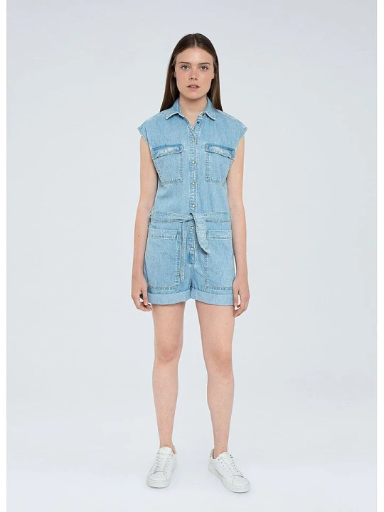 Zdjęcie produktu Pepe Jeans Kombinezon dżinsowy "Gemini" w kolorze błękitnym rozmiar: M