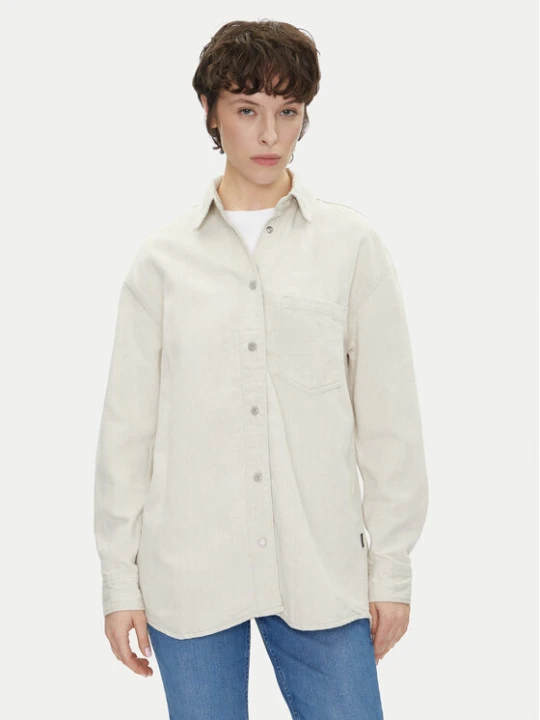 Zdjęcie produktu Pepe Jeans Koszula jeansowa PL304963 Écru Oversize Kremowy