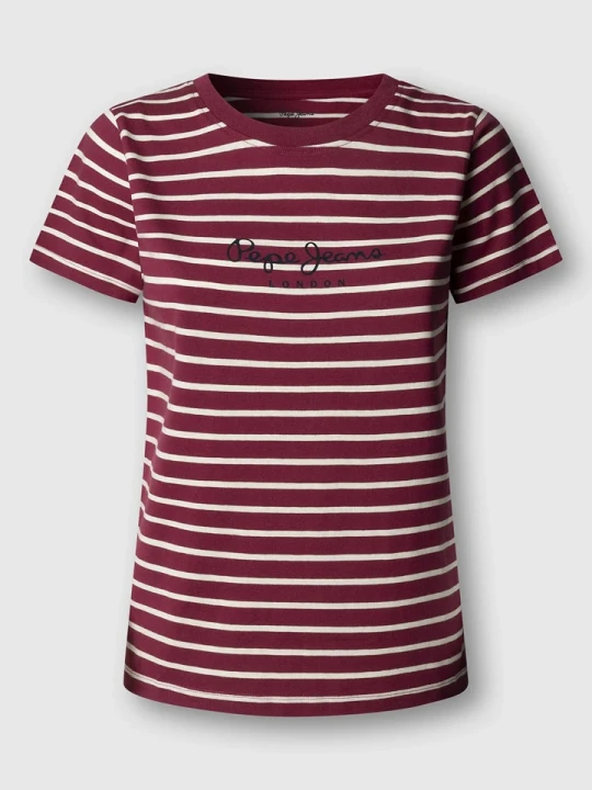 Zdjęcie produktu Pepe Jeans Koszulka "Mae" w kolorze fioletowo-białym rozmiar: M
