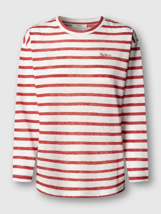 Zdjęcie produktu Pepe Jeans Koszulka "Marlen" w kolorze biało-czerwonym rozmiar: S