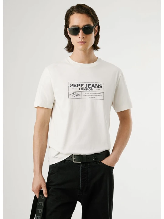 Zdjęcie produktu Pepe Jeans Koszulka "Tharky" w kolorze kremowym rozmiar: M