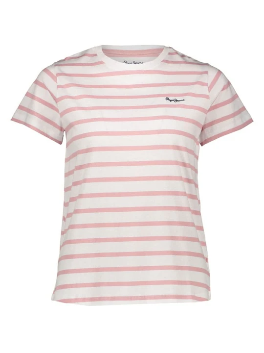 Zdjęcie produktu Pepe Jeans Koszulka w kolorze jasnoróżowo-białym rozmiar: XL