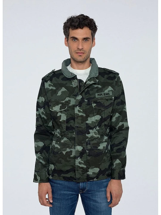 Zdjęcie produktu Pepe Jeans Kurtka dżinsowa "Stroude Camo" w kolorze zielono-oliwkowym rozmiar: L