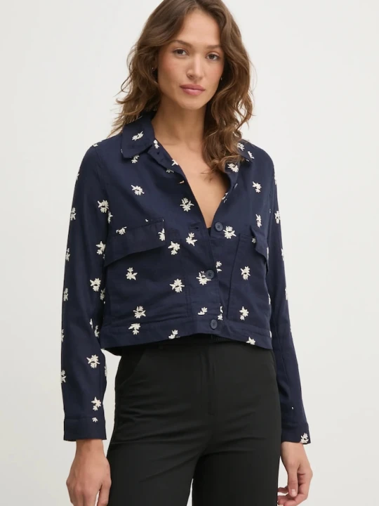 Zdjęcie produktu Pepe Jeans kurtka z domieszką lnu GEORGINA granatowy