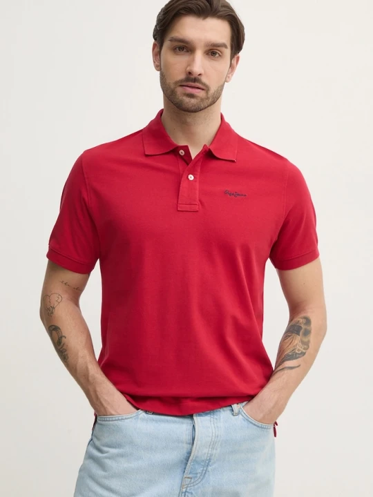 Zdjęcie produktu Pepe Jeans polo bawełniane ESSENTIAL POLO CONTRAST LOGO czerwony