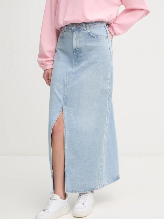 Zdjęcie produktu Pepe Jeans spódnica jeansowa bawełniana MAXI SKIRT HW STUD niebieski
