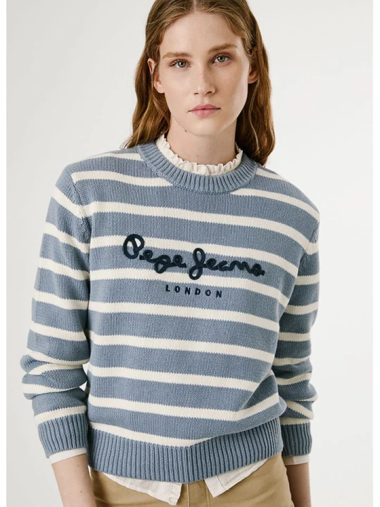 Zdjęcie produktu Pepe Jeans Sweter "Caprice" w kolorze kremowo-szaroniebieskim rozmiar: XL