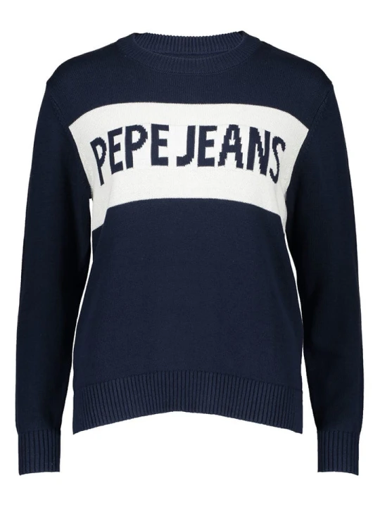 Zdjęcie produktu Pepe Jeans Sweter "Intarsia II" w kolorze granatowo-białym rozmiar: XS