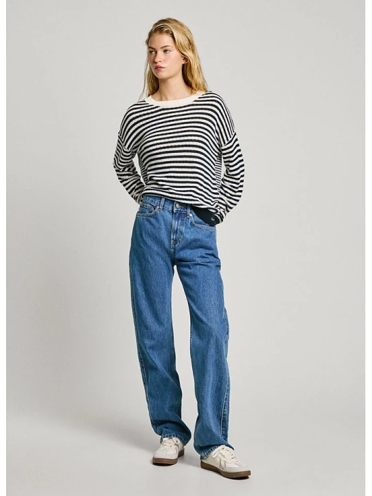 Zdjęcie produktu Pepe Jeans Sweter "Poppy" w kolorze granatowo-białym rozmiar: XL