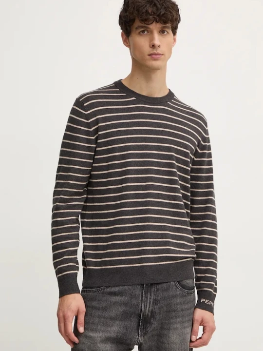 Zdjęcie produktu Pepe Jeans sweter z domieszką wełny NEW ANDRE STRIPES szary