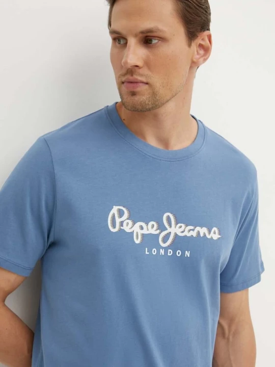 Zdjęcie produktu Pepe Jeans t-shirt bawełniany ABEL niebieski