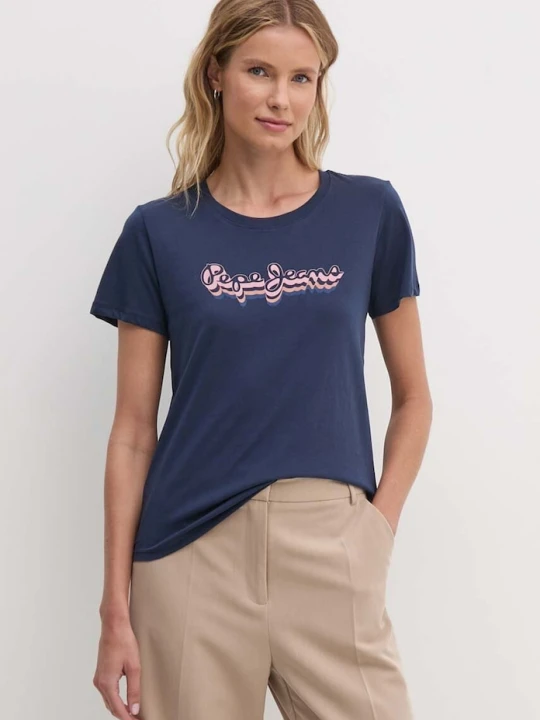 Zdjęcie produktu Pepe Jeans t-shirt bawełniany ENARA granatowy
