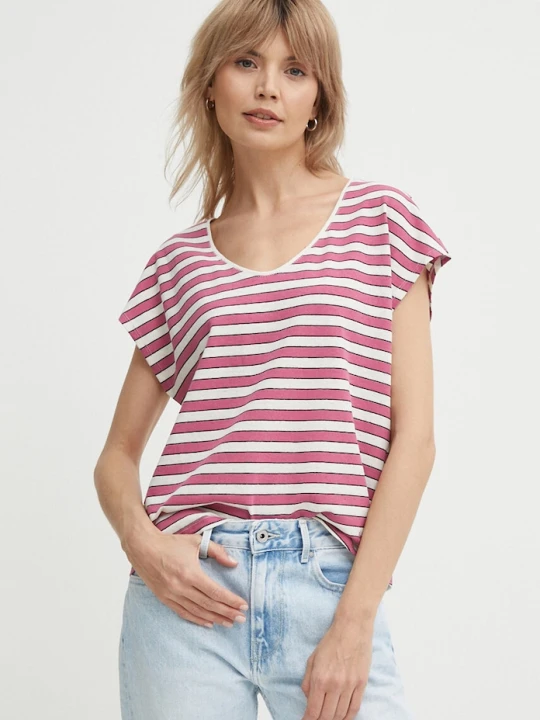 Zdjęcie produktu Pepe Jeans t-shirt z domieszką lnu KHLOE różowy