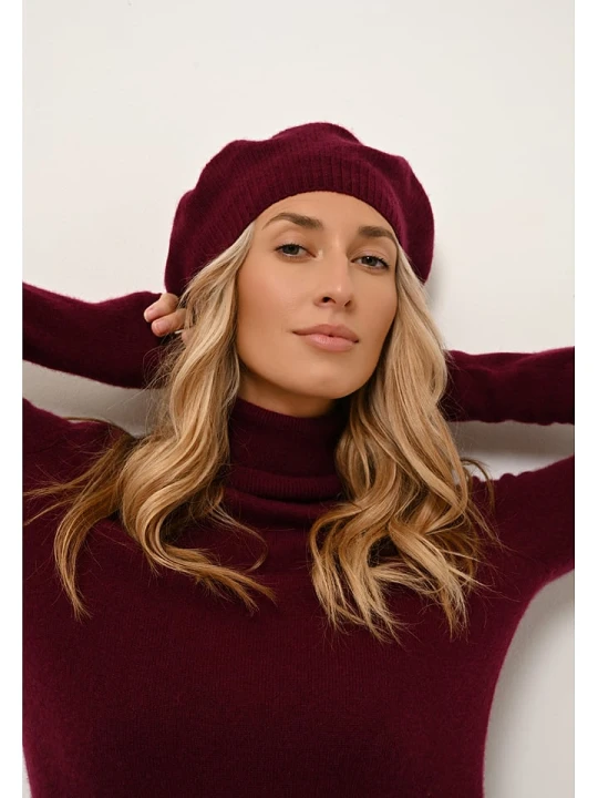 Zdjęcie produktu Perfect Cashmere Kaszmirowa czapka "Paris" w kolorze bordowym rozmiar: onesize