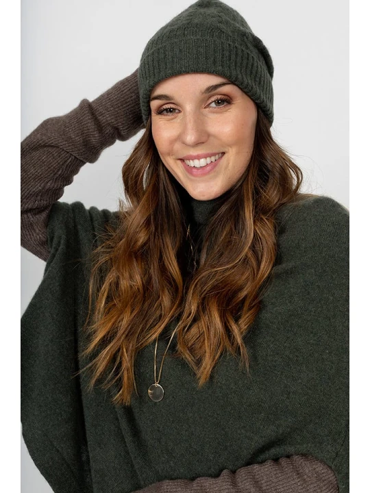 Zdjęcie produktu Perfect Cashmere Kaszmirowa czapka "Popi" w kolorze ciemnozielonym rozmiar: onesize