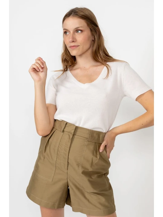 Zdjęcie produktu Perfect Cashmere Kaszmirowa koszulka "Efimia" w kolorze białym rozmiar: XL