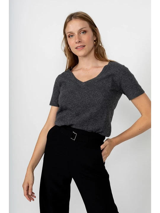 Zdjęcie produktu Perfect Cashmere Kaszmirowa koszulka "Joy" w kolorze antracytowym rozmiar: XL