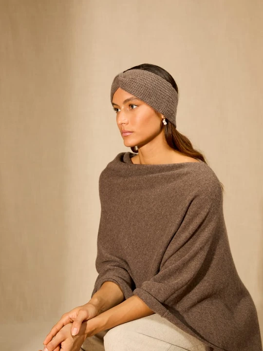 Zdjęcie produktu Perfect Cashmere Kaszmirowa opaska "Eithne" w kolorze szarobrązowym na czoło rozmiar: onesize