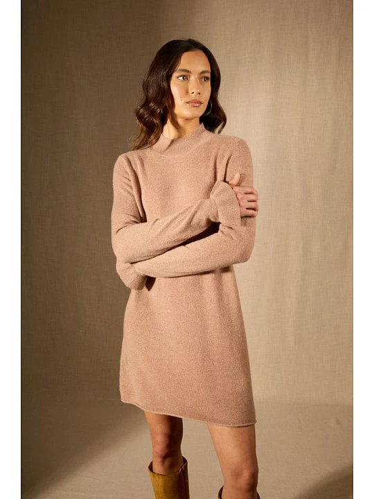 Zdjęcie produktu Perfect Cashmere Kaszmirowa sukienka "Lyamia" w kolorze beżowym rozmiar: S