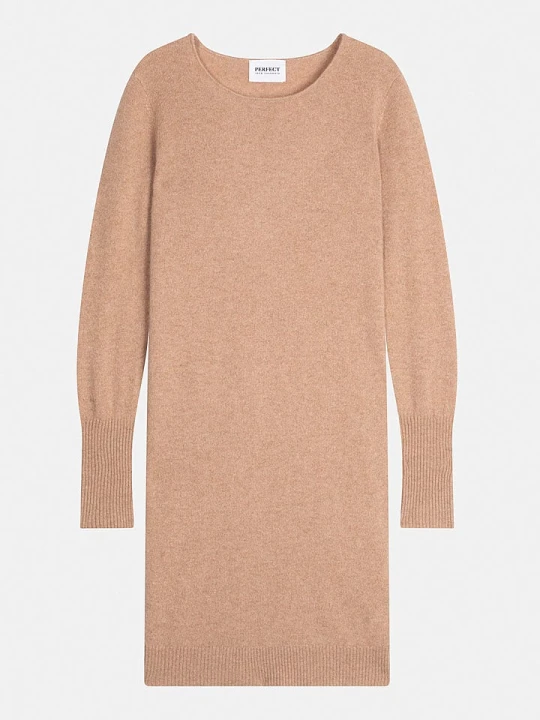 Zdjęcie produktu Perfect Cashmere Kaszmirowa sukienka "Joy" w kolorze jasnobrązowym rozmiar: S