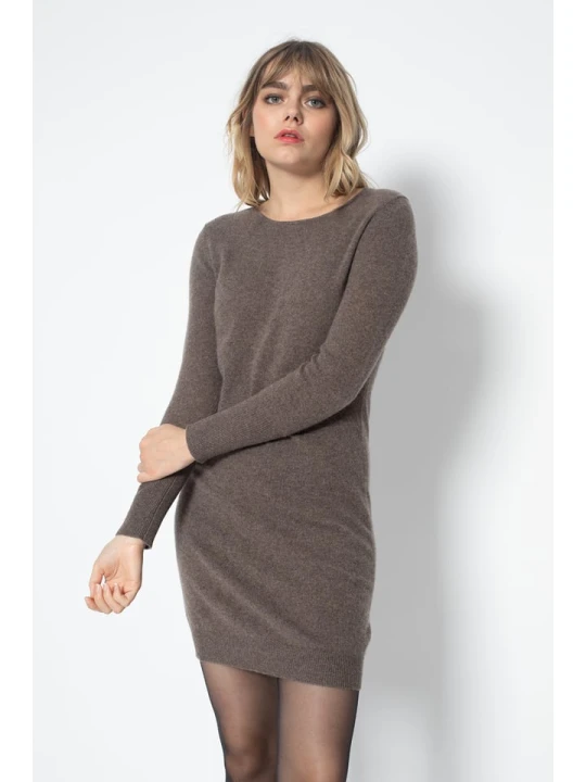 Zdjęcie produktu Perfect Cashmere Kaszmirowa sukienka "Molli" w kolorze szarobrązowym rozmiar: L