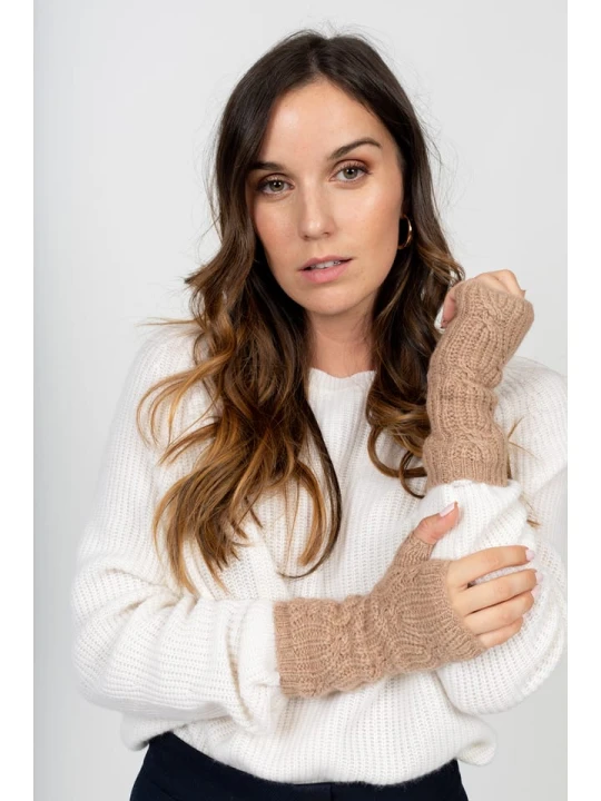 Zdjęcie produktu Perfect Cashmere Kaszmirowe mitenki "Jelo" w kolorze beżowym rozmiar: onesize