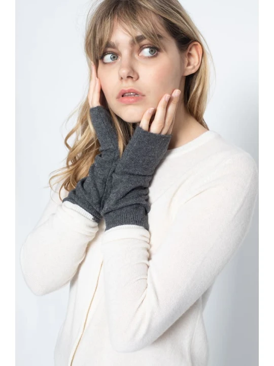 Zdjęcie produktu Perfect Cashmere Kaszmirowe mitenki "Jesse" w kolorze antracytowym rozmiar: onesize