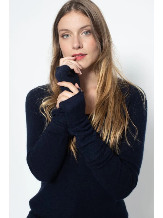 Zdjęcie produktu Perfect Cashmere Kaszmirowe mitenki "Jesse" w kolorze granatowym rozmiar: onesize