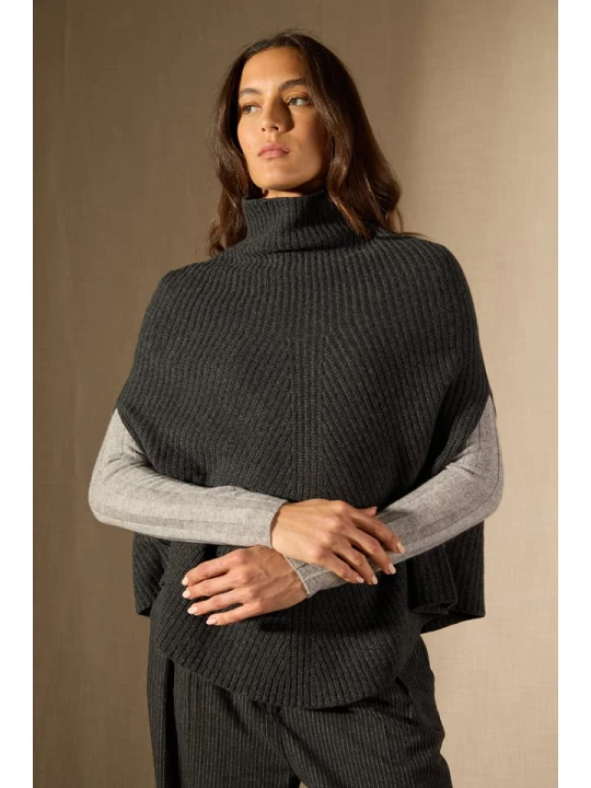 Zdjęcie produktu Perfect Cashmere Kaszmirowe ponczo "Gache" w kolorze antracytowym rozmiar: XL
