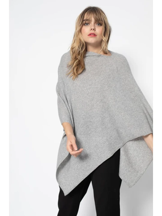 Zdjęcie produktu Perfect Cashmere Kaszmirowe ponczo "Tamara" w kolorze jasnoszarym rozmiar: L