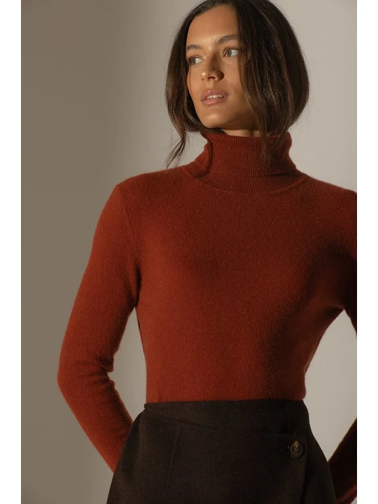 Zdjęcie produktu Perfect Cashmere Kaszmirowy golf "Ashley" w kolorze brązowym rozmiar: L