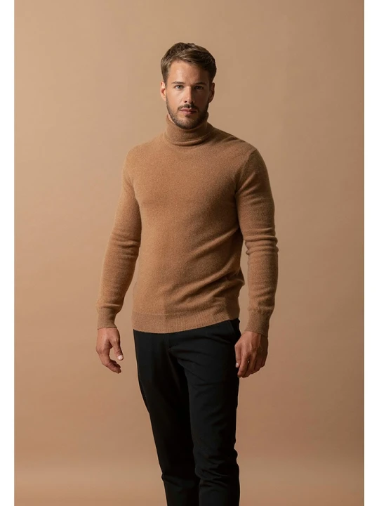 Zdjęcie produktu Perfect Cashmere Kaszmirowy golf "Trevor" w kolorze jasnobrązowym rozmiar: L
