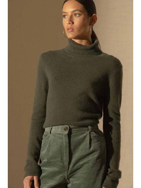 Zdjęcie produktu Perfect Cashmere Kaszmirowy golf w kolorze khaki rozmiar: L