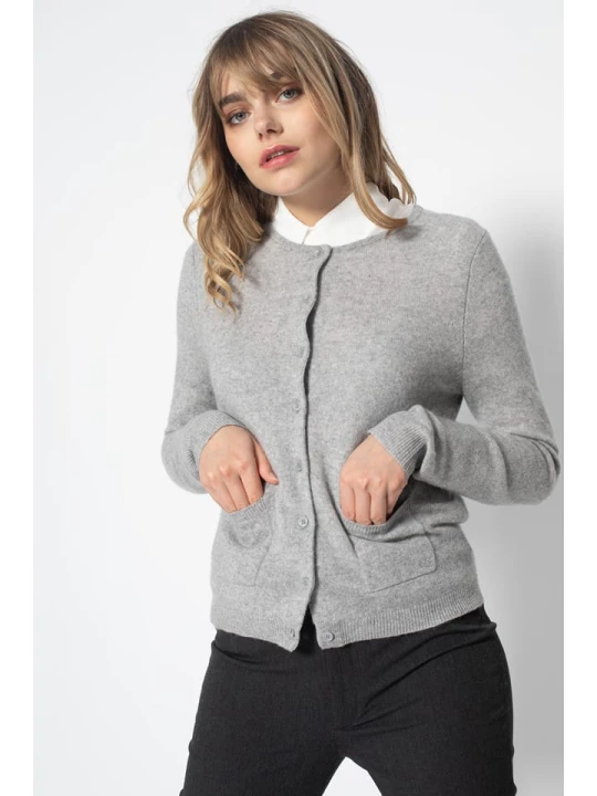 Zdjęcie produktu Perfect Cashmere Kaszmirowy kardigan "Amy" w kolorze jasnoszarym rozmiar: XL