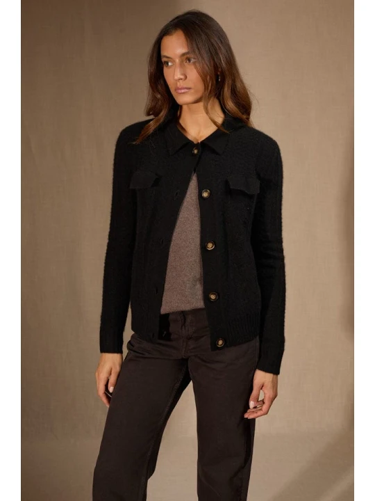 Zdjęcie produktu Perfect Cashmere Kaszmirowy kardigan "Friume" w kolorze czarnym rozmiar: L