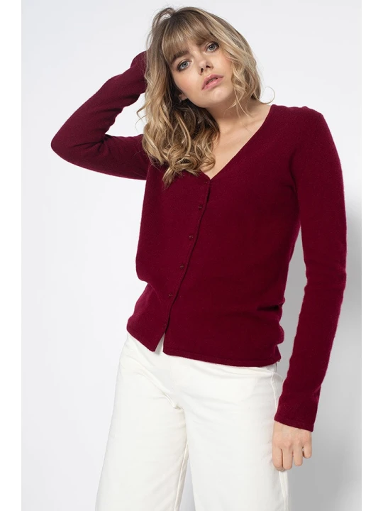 Zdjęcie produktu Perfect Cashmere Kaszmirowy kardigan "Paige" w kolorze ciemnoczerwonym rozmiar: M