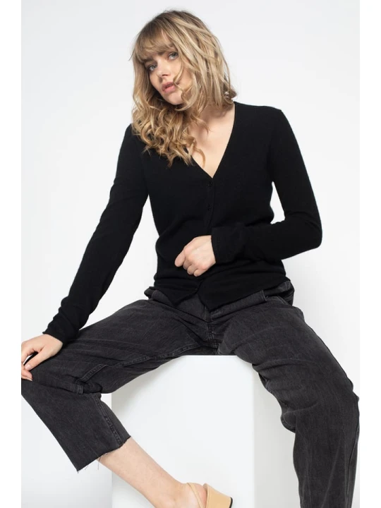 Zdjęcie produktu Perfect Cashmere Kaszmirowy kardigan "Paige" w kolorze czarnym rozmiar: XXL