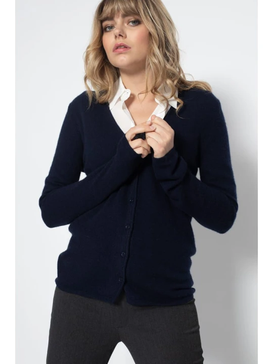 Zdjęcie produktu Perfect Cashmere Kaszmirowy kardigan "Paige" w kolorze granatowym rozmiar: L