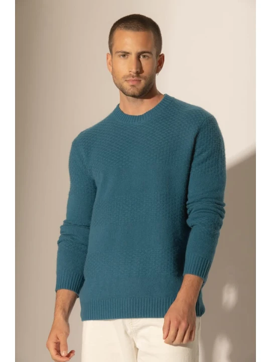 Zdjęcie produktu Perfect Cashmere Kaszmirowy sweter "Aidan" w kolorze turkusowym rozmiar: L